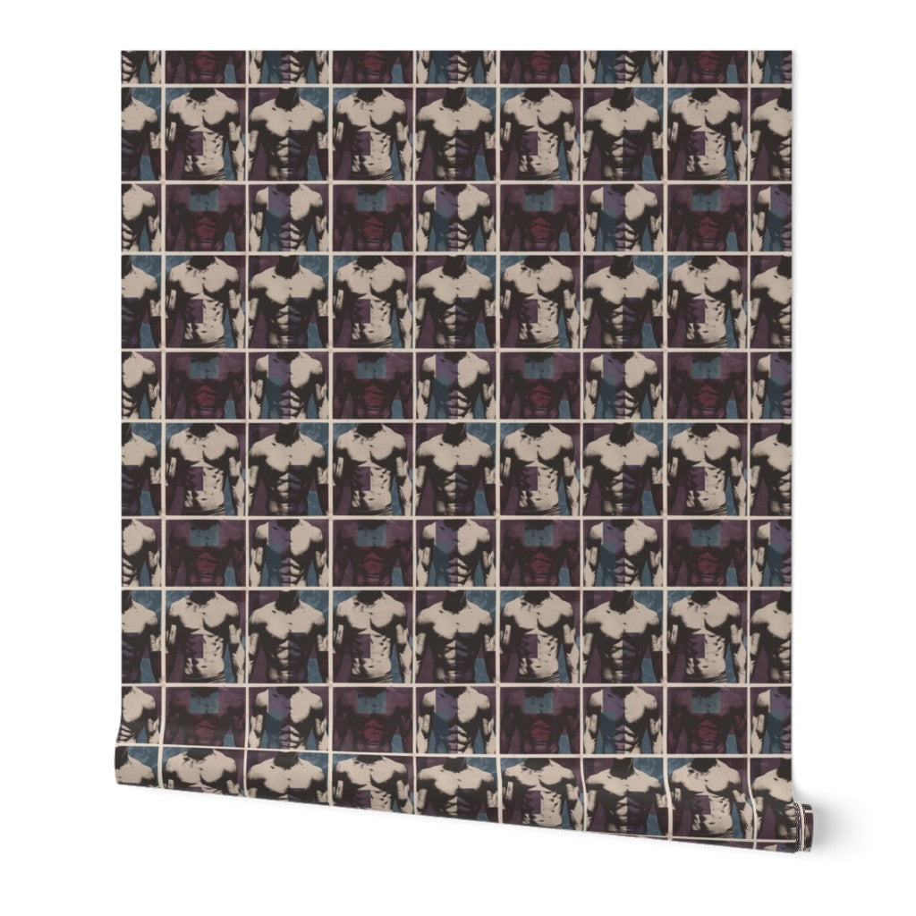 Detail of ModBod figurative modernist wallpaper in a matte finish, showing elegant organic line art of human forms.