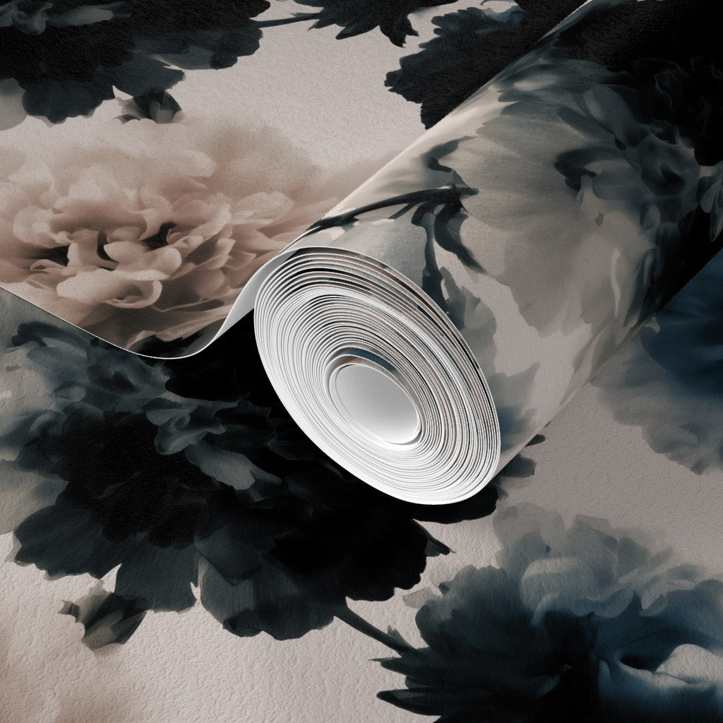 Detailed texture of the Non-Pasted matte finish option for the Modern Peonies wallpaper.