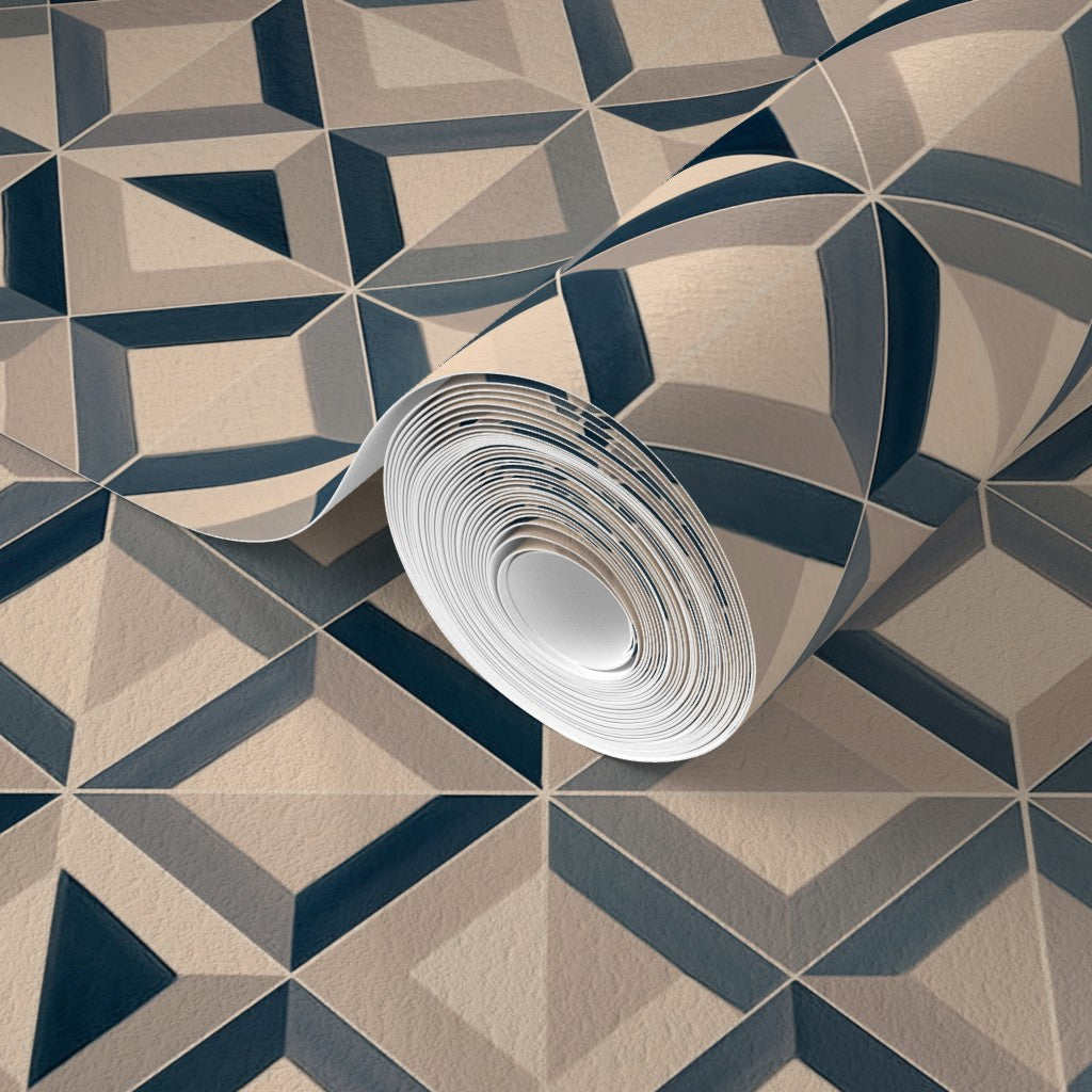 Close-up detail of Ponti non-pasted wallpaper in Ocean showing pattern precision