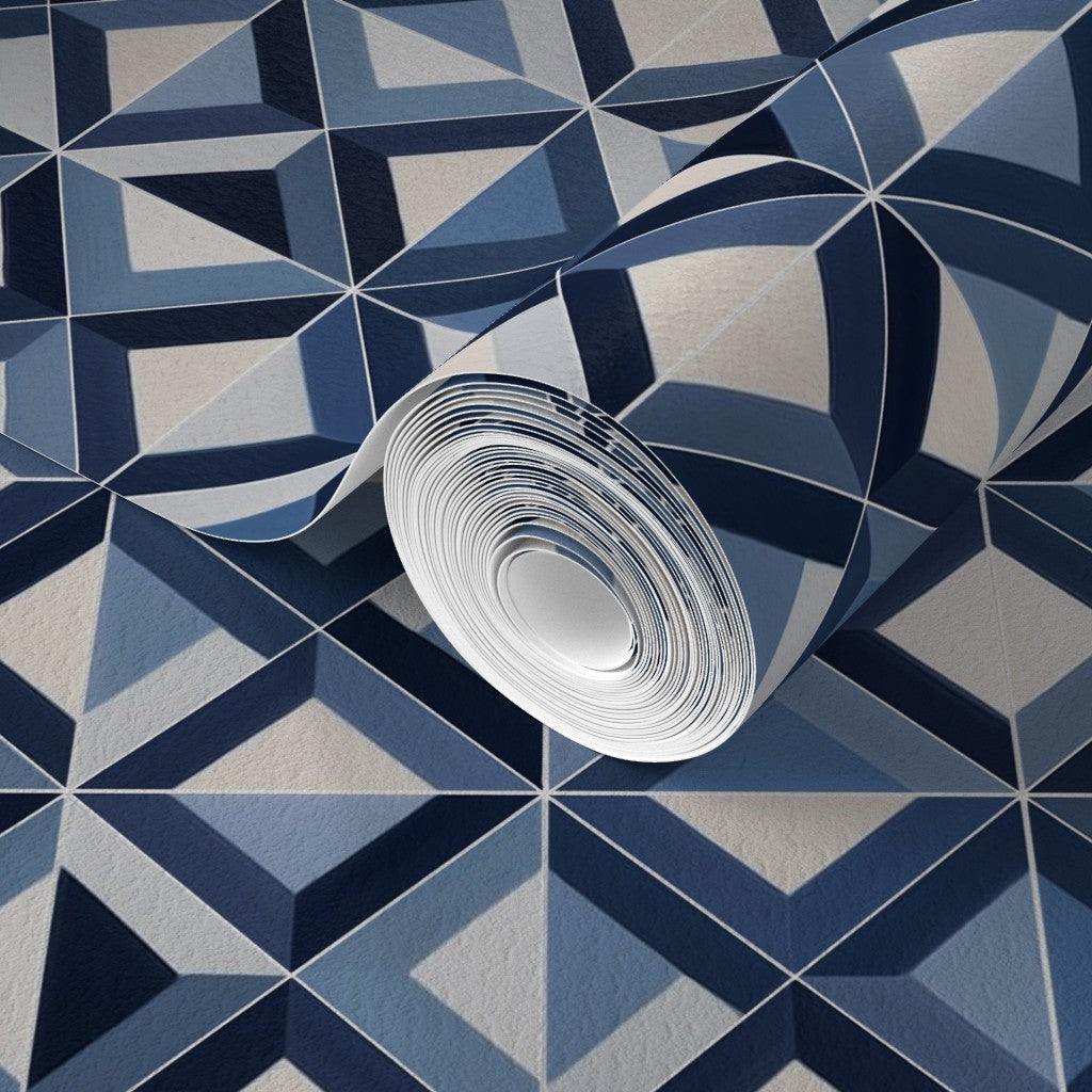 Close-up of Ponti Sand wallpaper showing clean geometric diamond forms