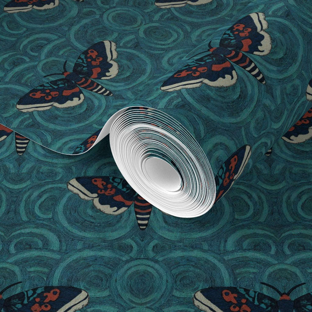 Close-up view of the premium matte finish on the non-pasted Velvet Wings wallpaper.