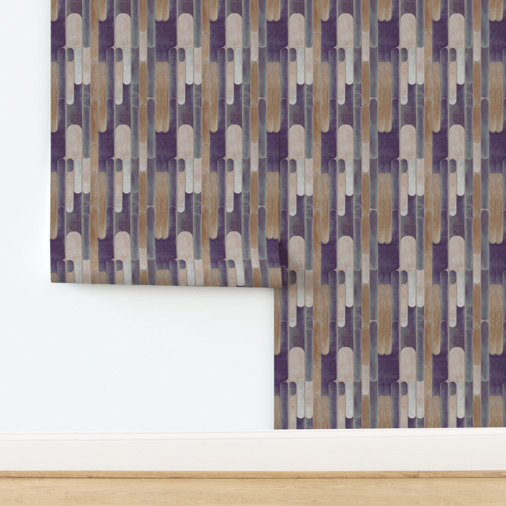 Tempo geometric pattern wallpaper in non-pasted paper substrate.