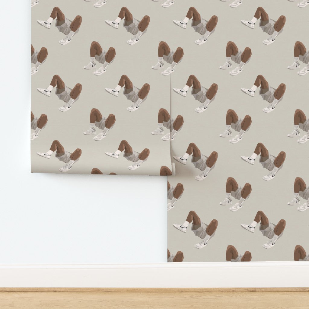 Close-up of the non-pasted White Kicks wallpaper showing the refined athletic form detail and crisp sneaker motif.