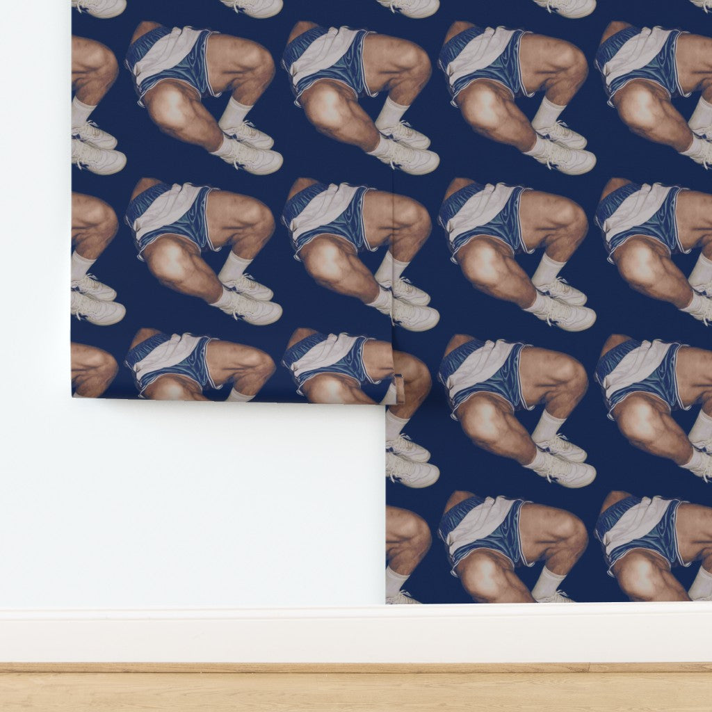 Non-pasted traditional paper swatch of Gym Shorts wallpaper detailing the matte finish.