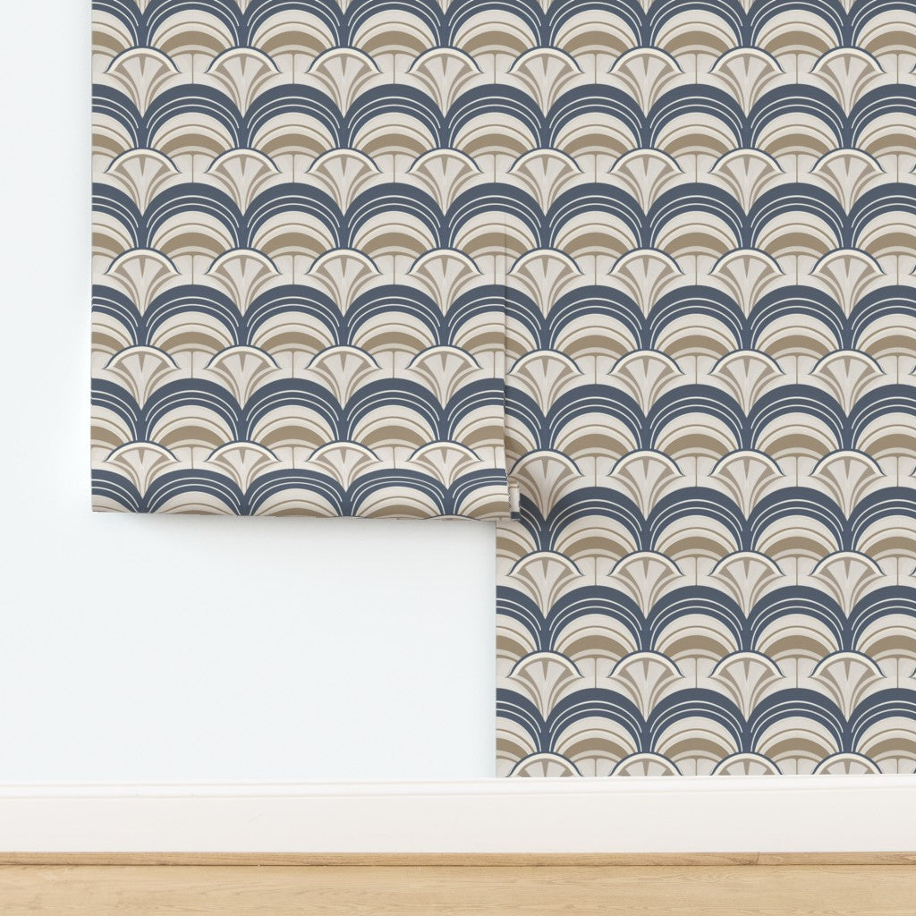 Close-up of Marais Deco non-pasted wallpaper showing the premium matte finish and geometric Parisian pattern.