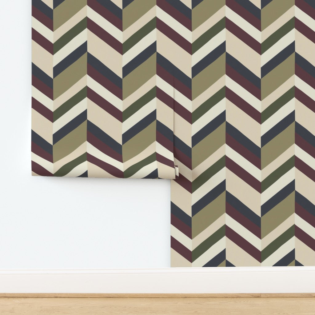 Modernist Chevron wallpaper in a premium matte non-pasted finish, showcasing the clean diagonal pattern.