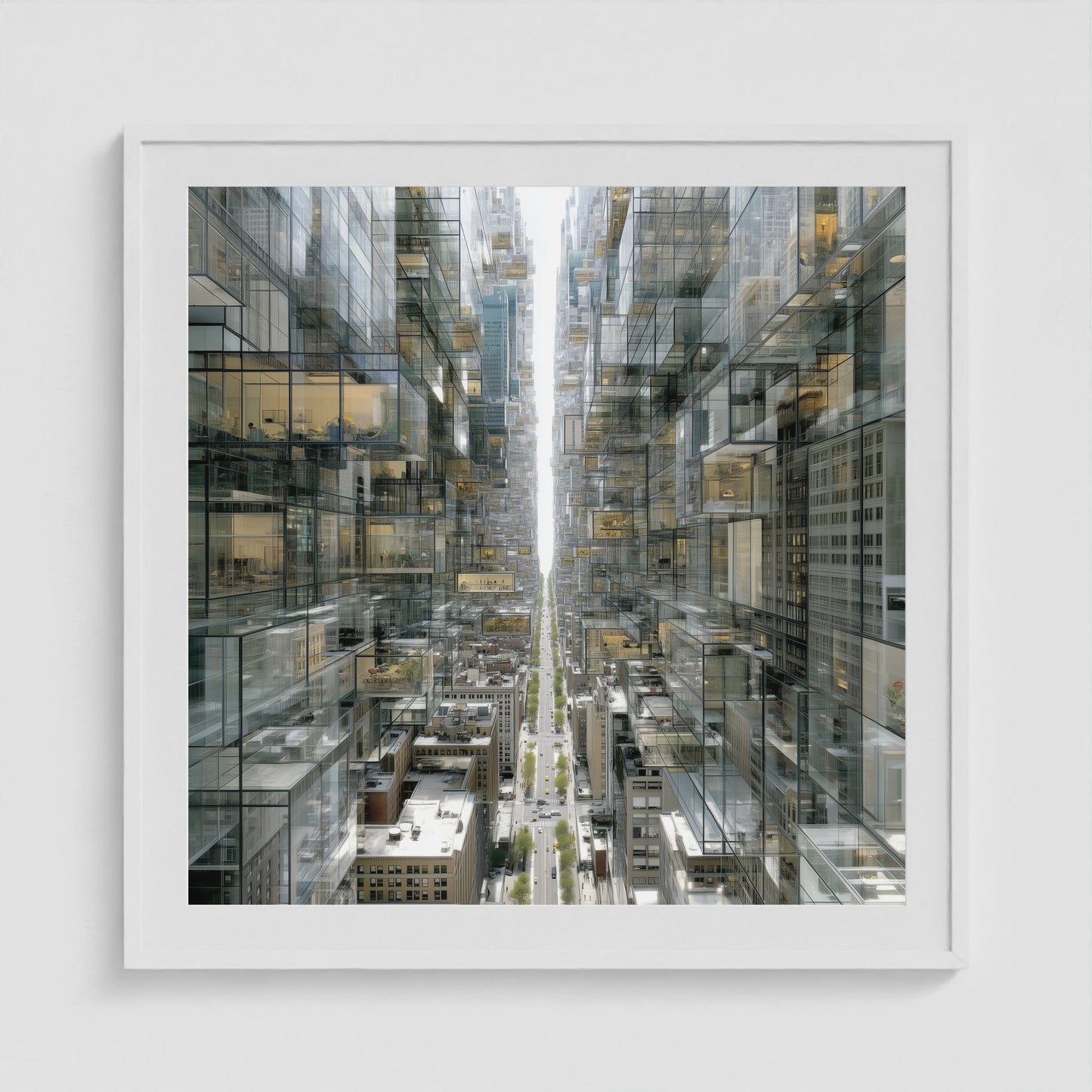 Park Avenue Grid 36x36 White Square Box Frame