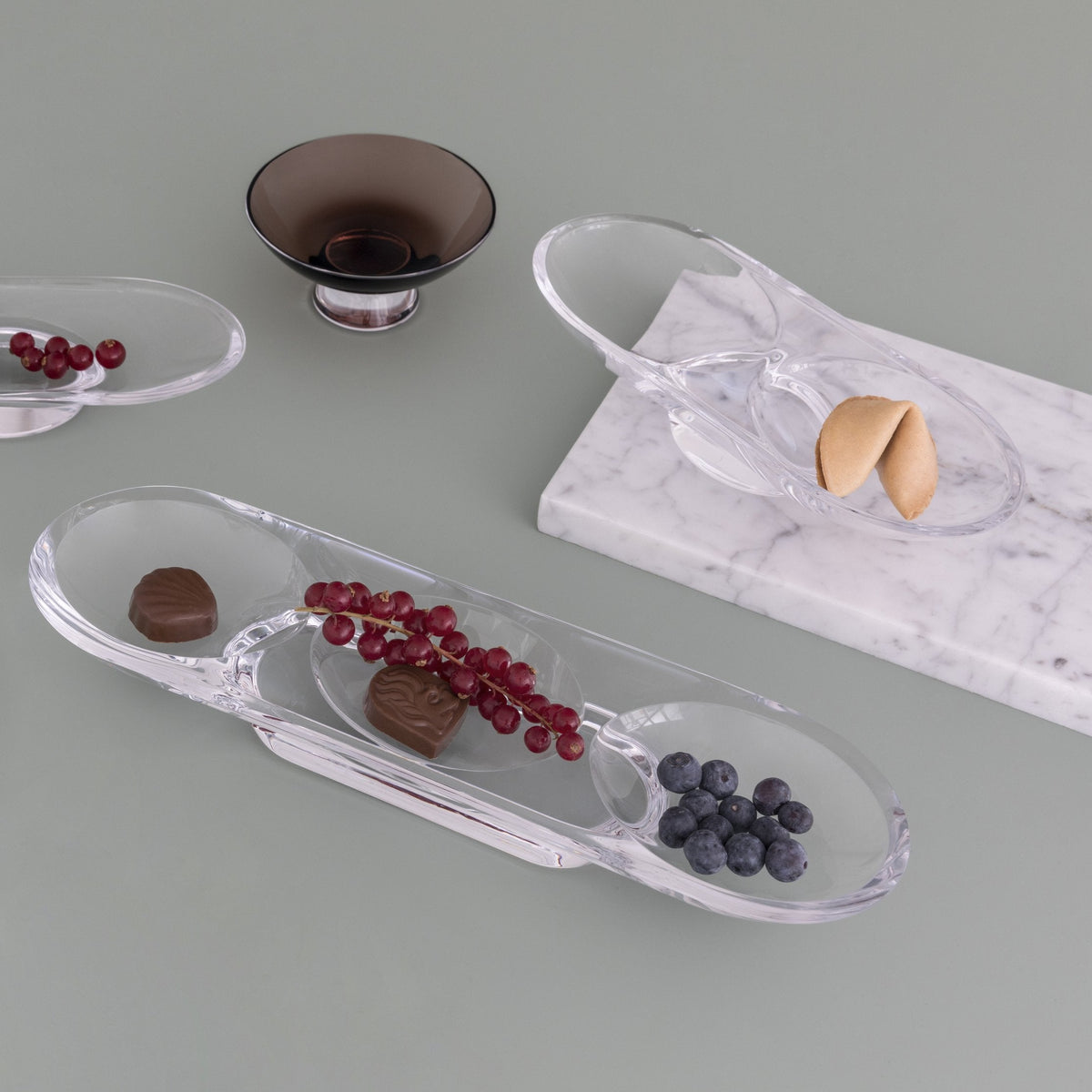 Close up detail of Silhouette Compartment Tray 2 Sections Curved | Provenance & Patina