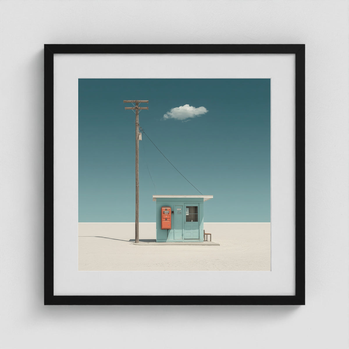 The Station That Waits 20x20 Black Square Box Frame