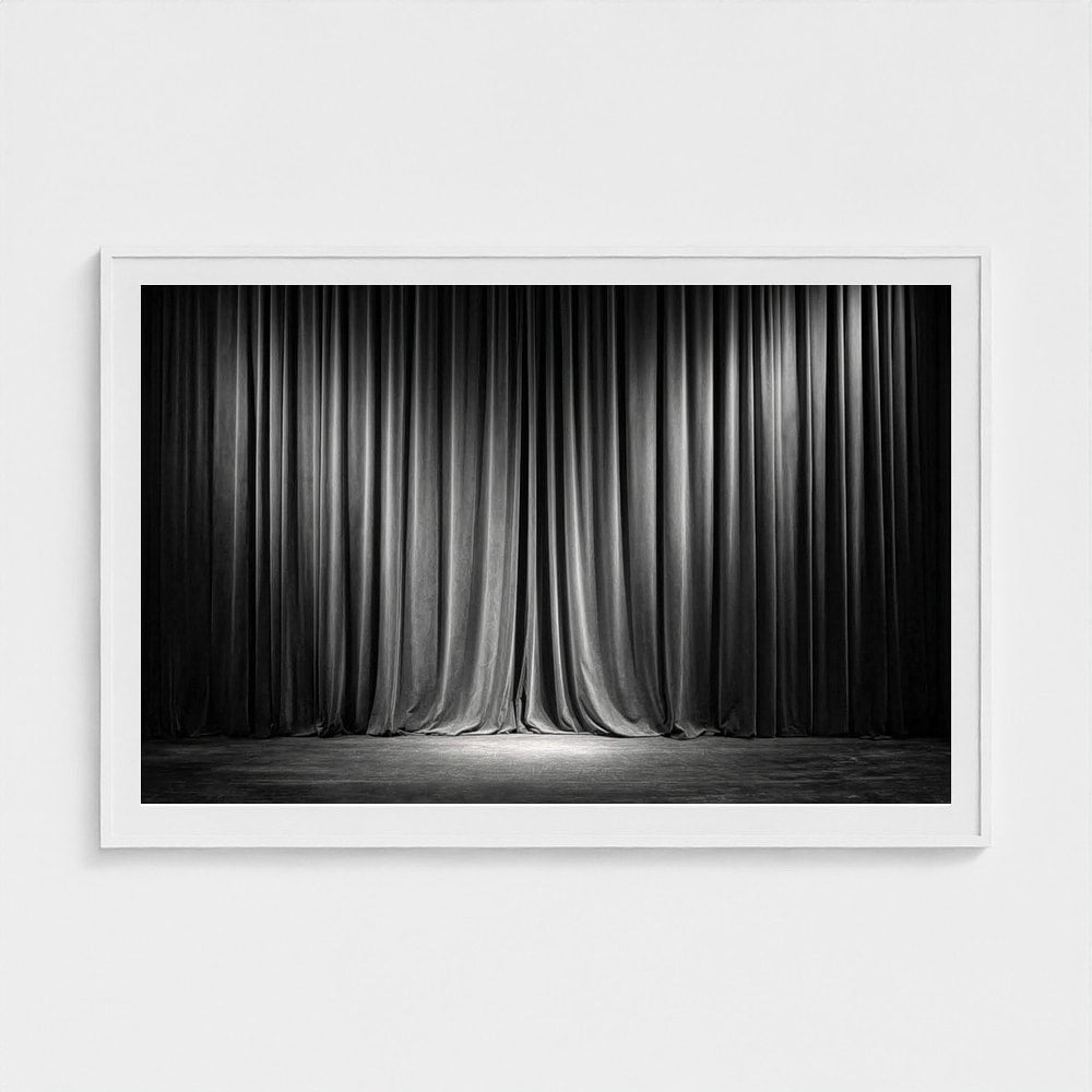 Dramatic Velvet Stage Curtains in Deep Charcoal Tones