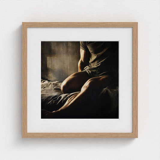 Seated Male Figure in Quiet Contemplative Warm Tones
