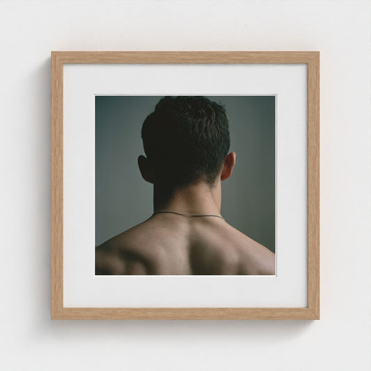 Male Back Portrait in Serene Minimalist Tones