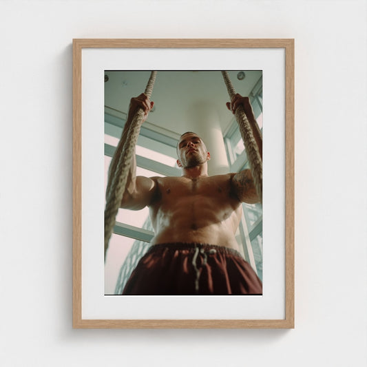 Athletic Rope Portrait in Tan and Burgundy Tones