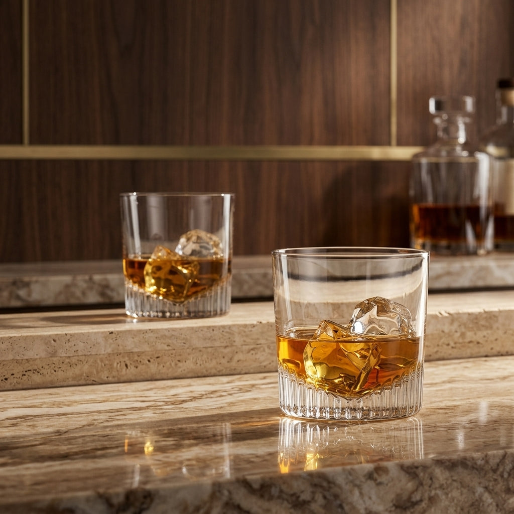 Caldera Set of 4 Whisky Glasses 11 oz Gemini marble editorial product cover