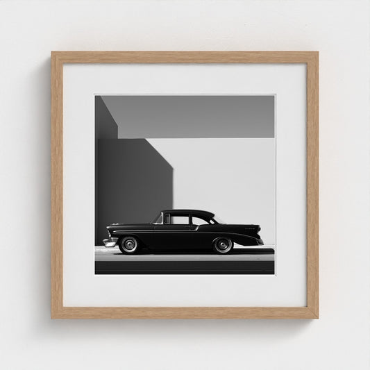 Classic 1950s Black Automobile in Minimalist Light