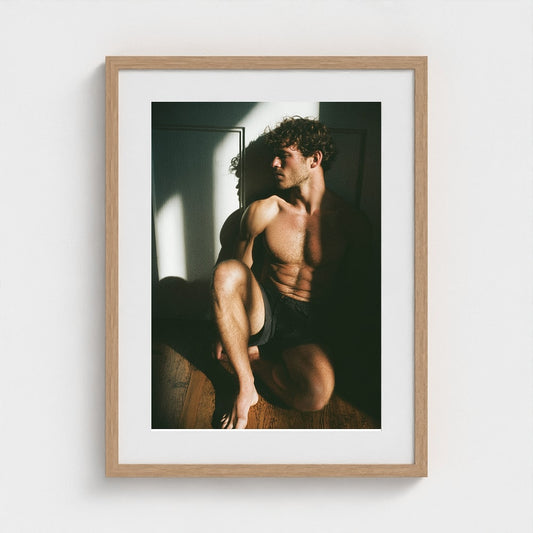 Male Figure in Sunlit Shadow Study on Warm Floor