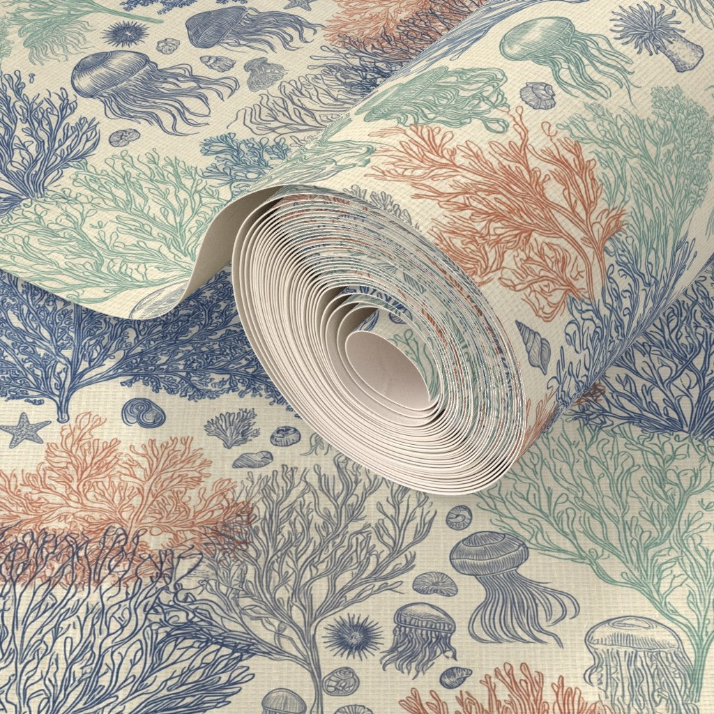 Detailed view of the ethereal jellyfish pattern in the Sun Bleached warm sandy colorway.