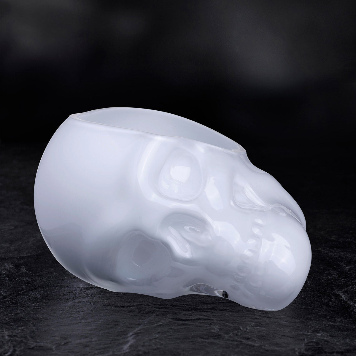 Close up detail of Memento Mori Faceted Skull Bowl Opal White | Provenance & Patina