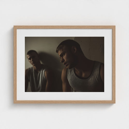 Contemplative Male Portrait with Soft Gray Reflections