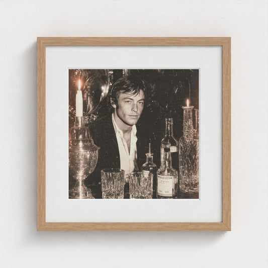Candlelit Portrait of a Young Man at Glass Table
