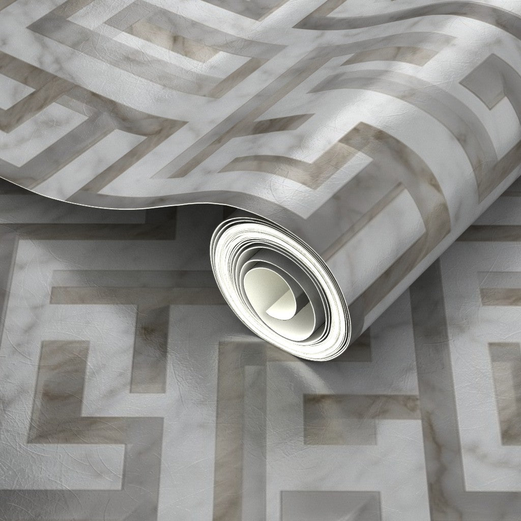 PP wallpaper type roll | greek-key-wallpaper-1 | Carrara Beige | Metallic