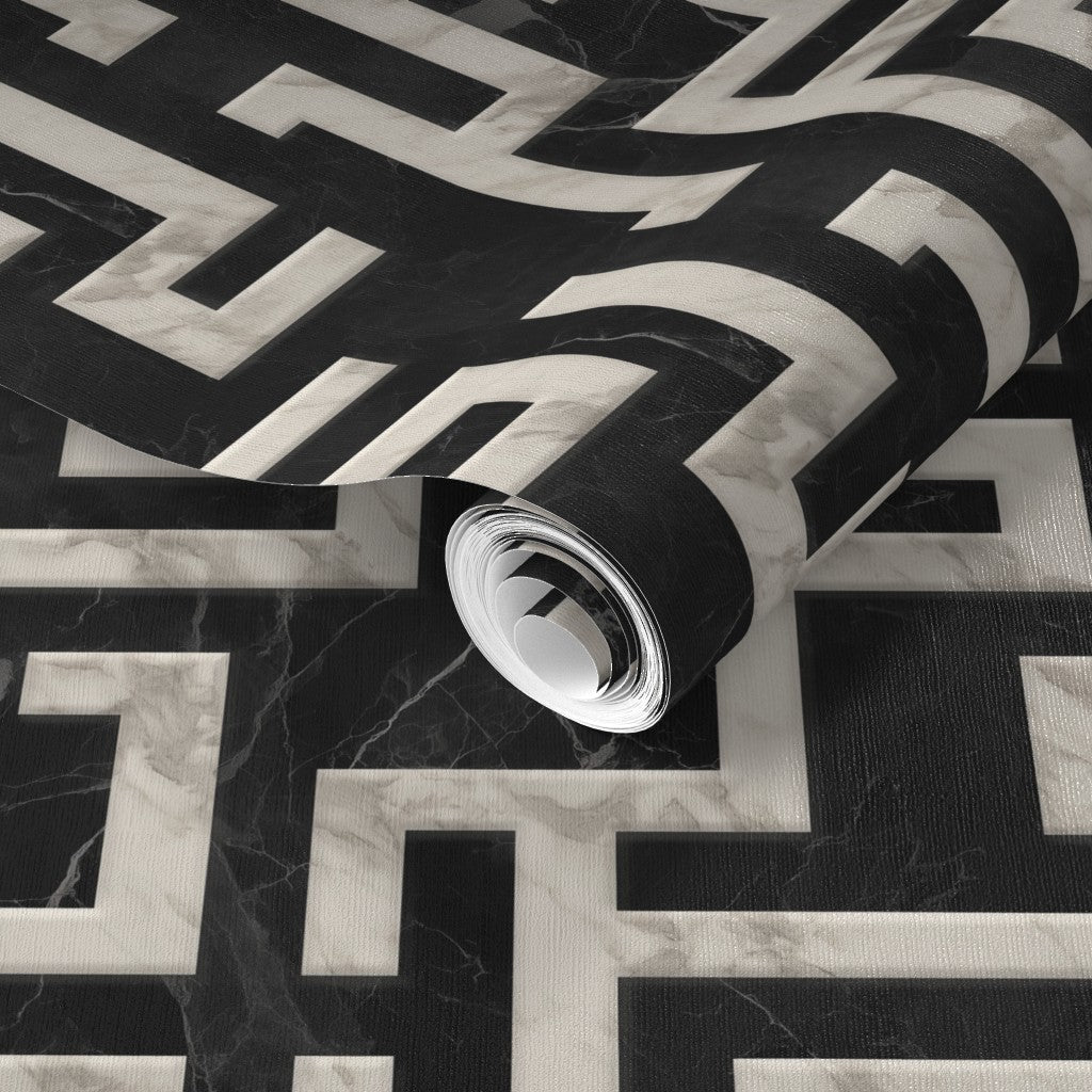 PP wallpaper type roll | greek-key-wallpaper-1 | Carrara Noir | Non-Pasted