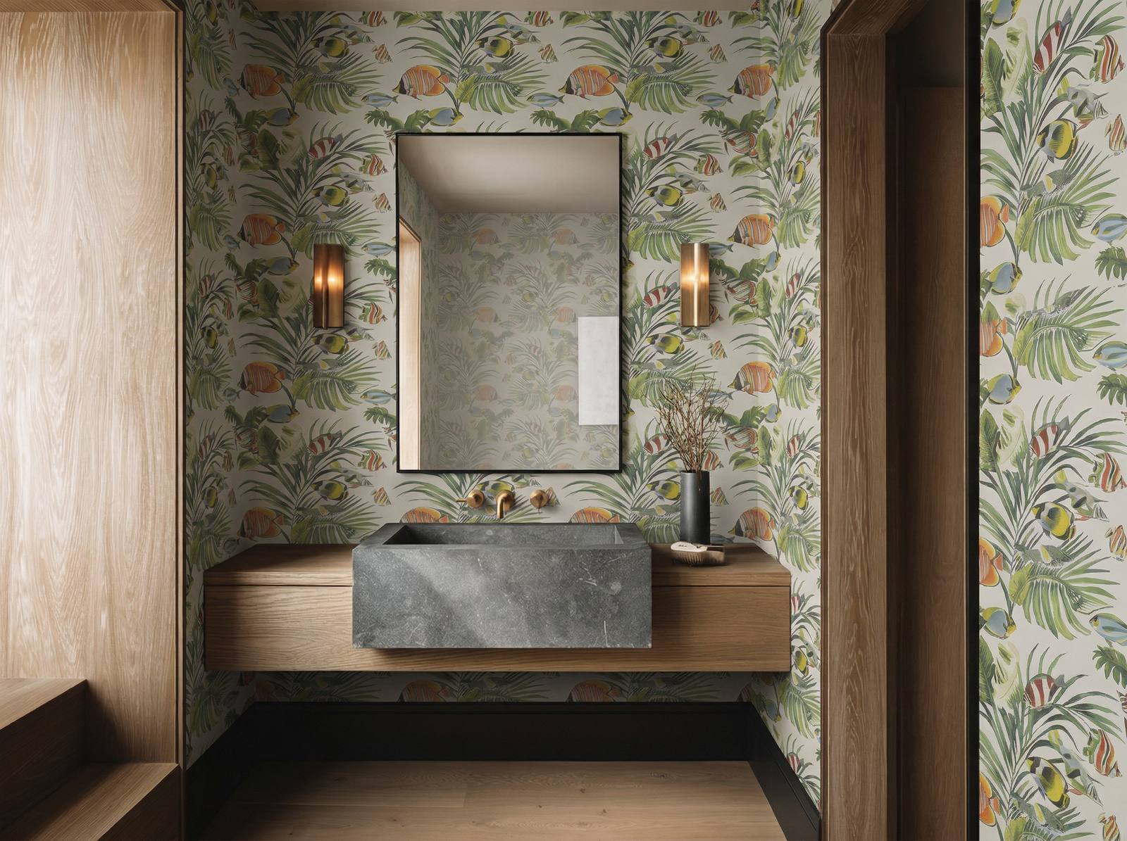 Close up detail of Tropical Fish Tank Wallpaper | Provenance & Patina