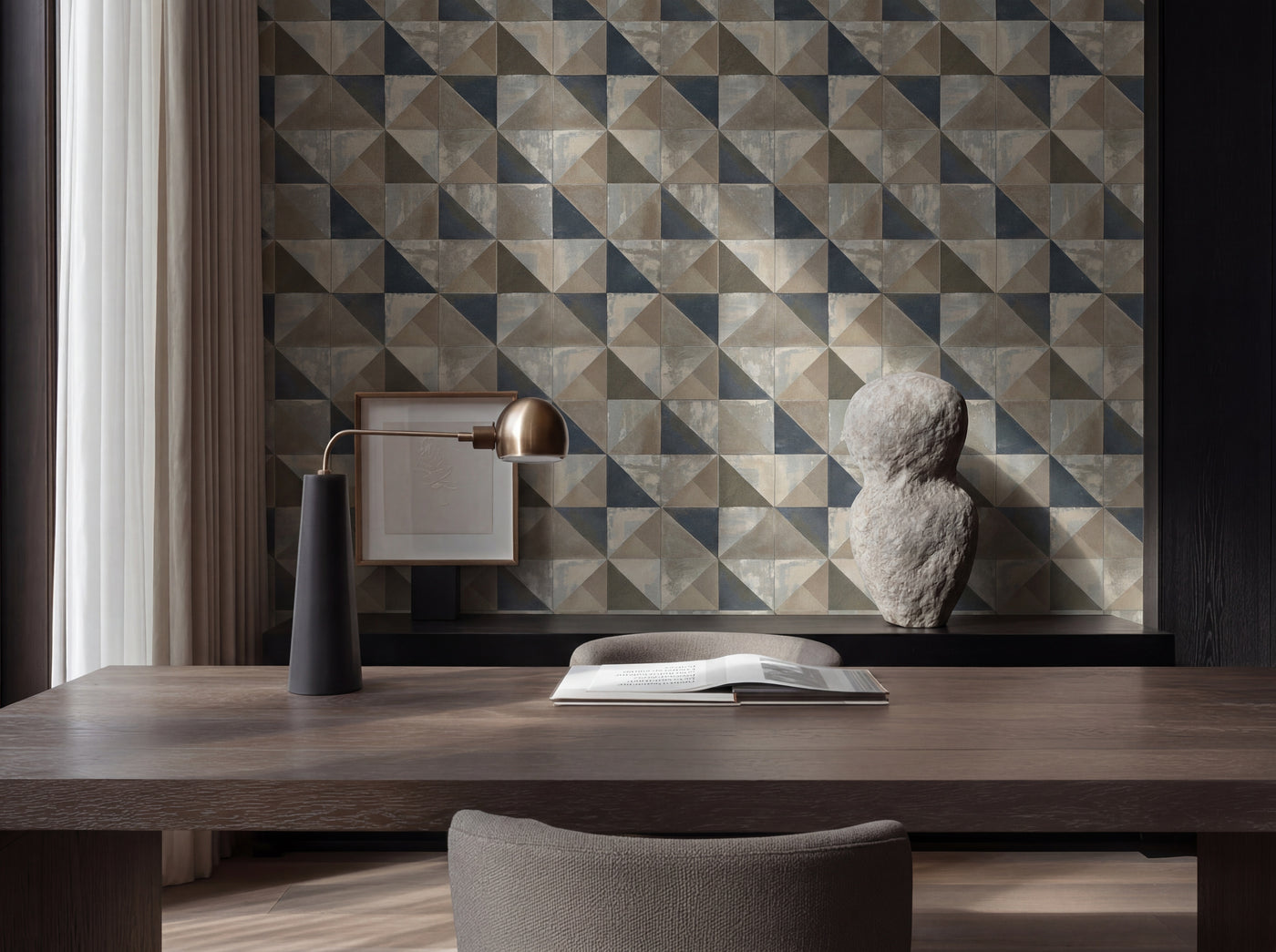 Close up detail of Albers Inspired Offset Patina Panel Wallpaper | Provenance & Patina