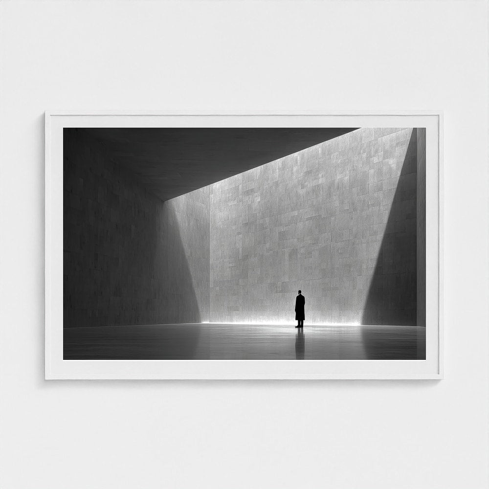 Solitary Figure in Minimal Architectural Light Study
