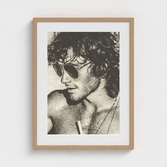 Serene Glittered Portrait Study in Monochrome Light