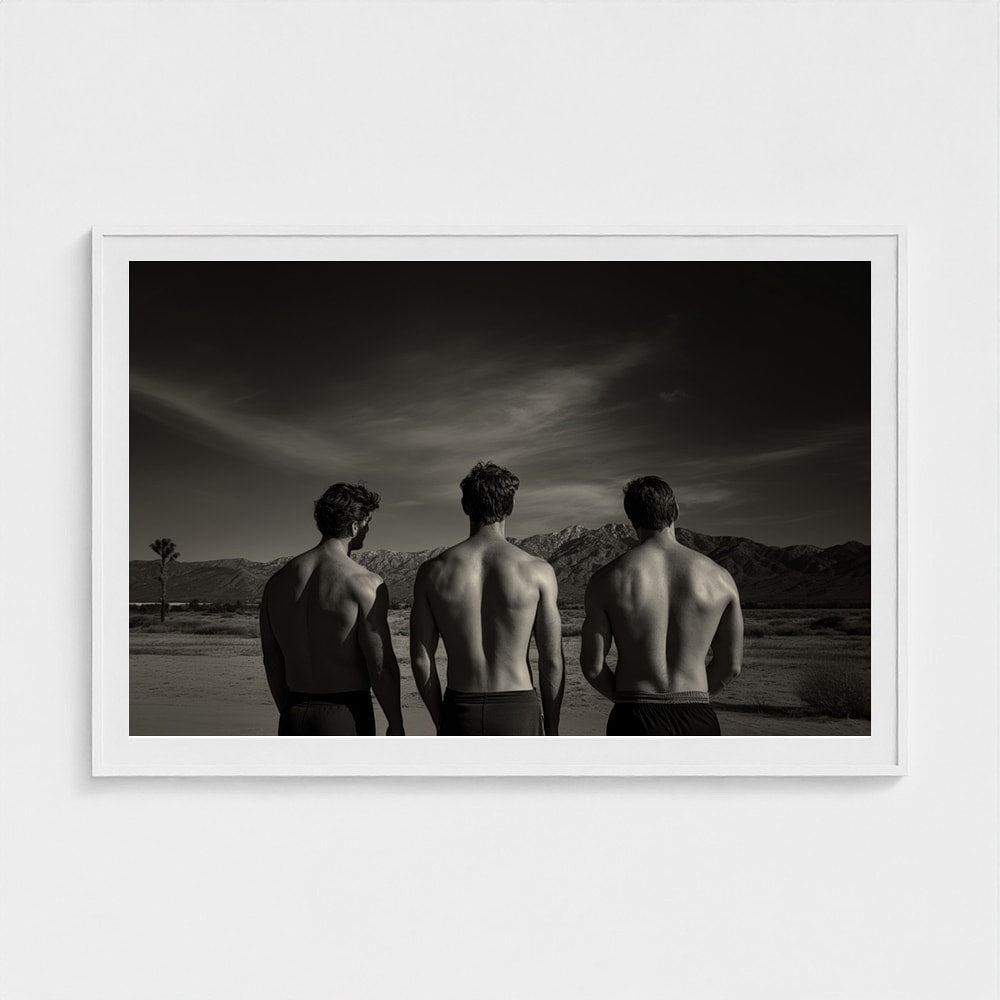 Desert Trio Portrait in Minimal Black and White