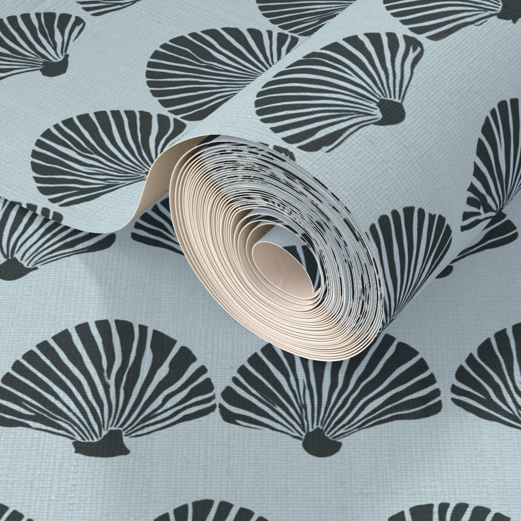 PP wallpaper type roll | modern-scallop-wallpaper | Blue | Grass Cloth