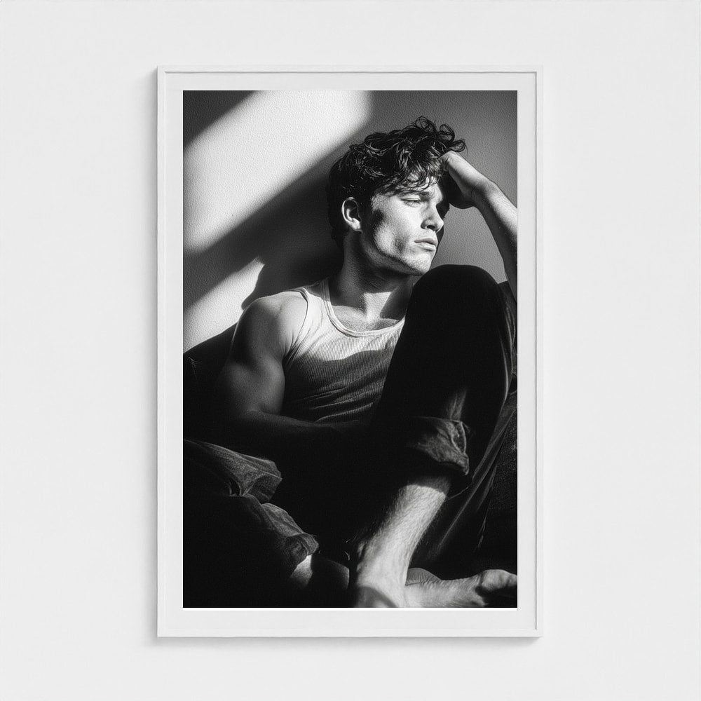 Contemplative Black and White Editorial Male Portrait