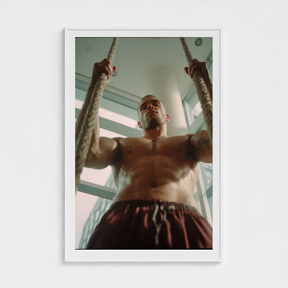 Athletic Rope Portrait in Tan and Burgundy Tones