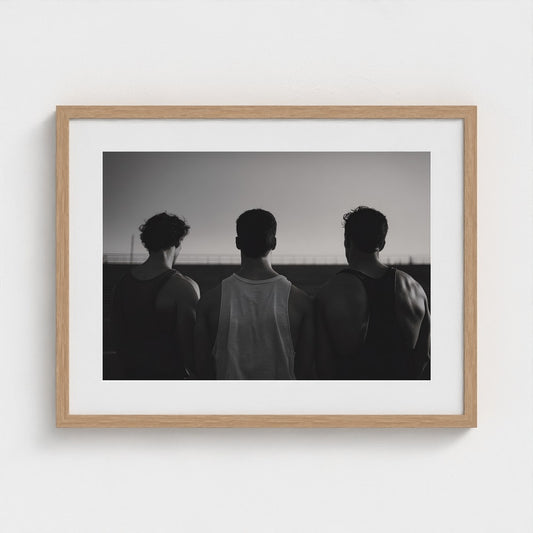 Three Men in Minimalist Monochrome Athletic Portrait