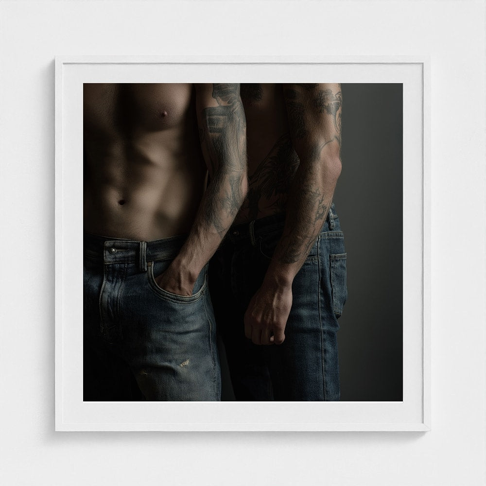 Tattooed Male Torsos in Minimal Denim Portrait