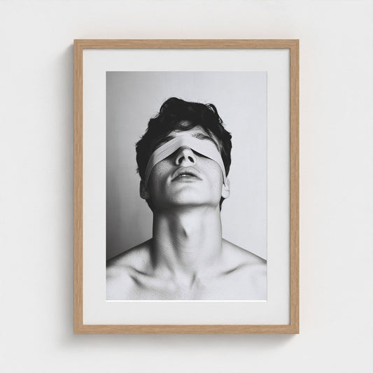 Blindfolded Studio Portrait in Monochrome Tones