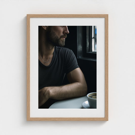 Contemplative Portrait by Window With Morning Coffee