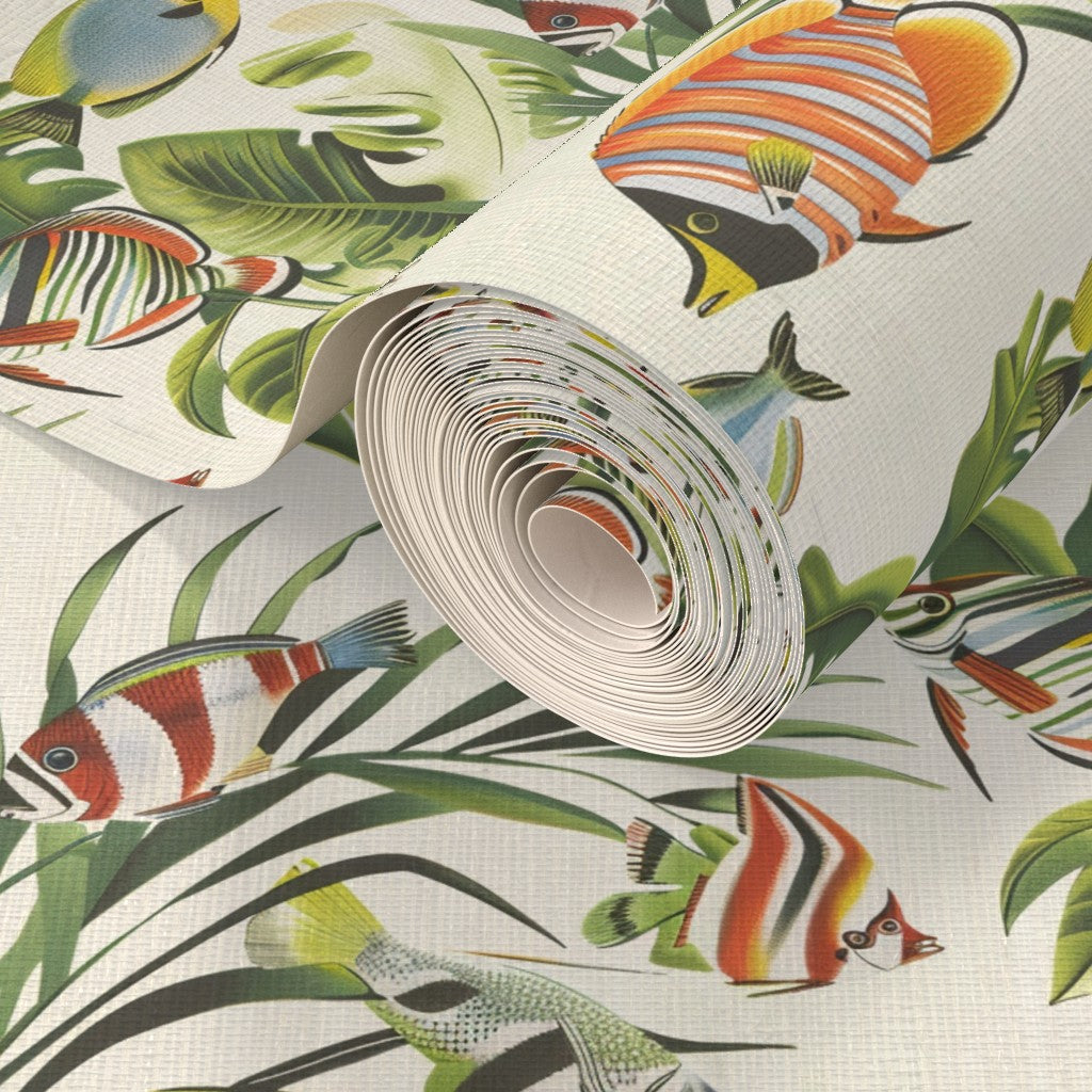PP wallpaper type roll | tropical-fish-tank-wallpaper | Tank | Grass Cloth