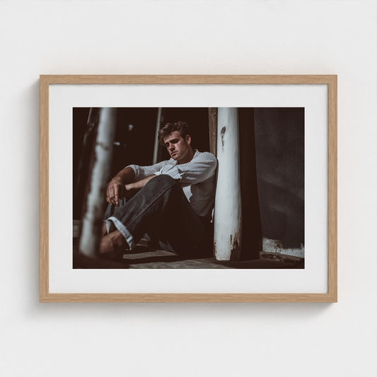 Contemplative Male Portrait in Soft Neutral Tones