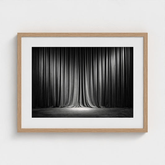 Dramatic Velvet Stage Curtains in Deep Charcoal Tones