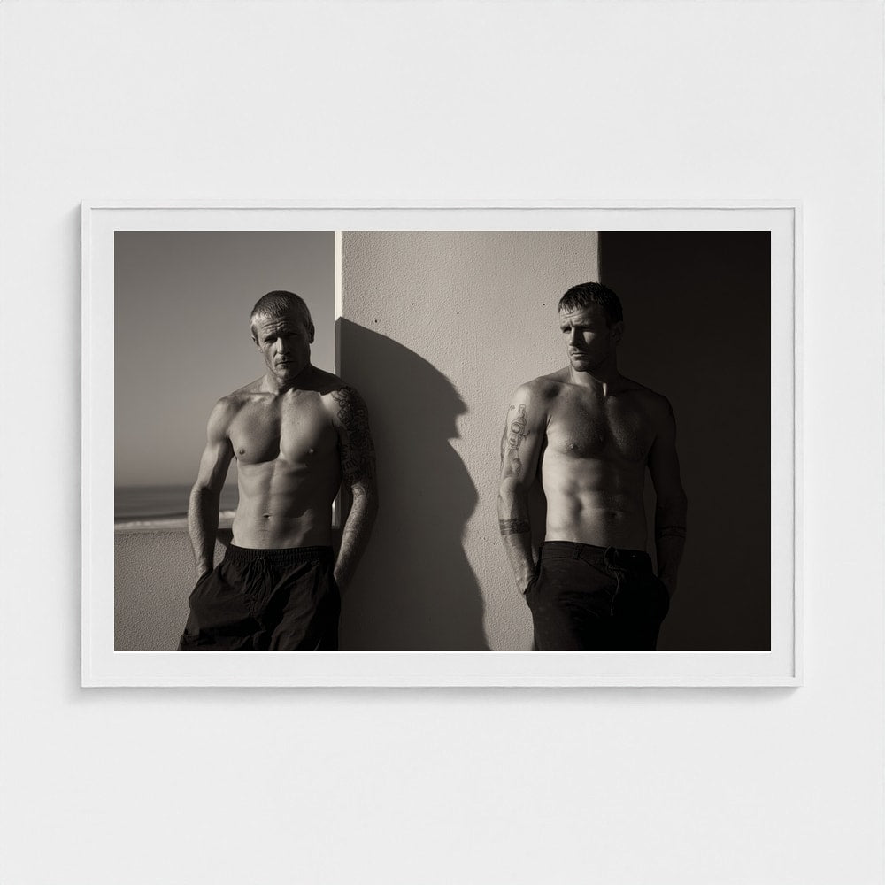 Minimalist Portrait of Two Men in Monochrome Light