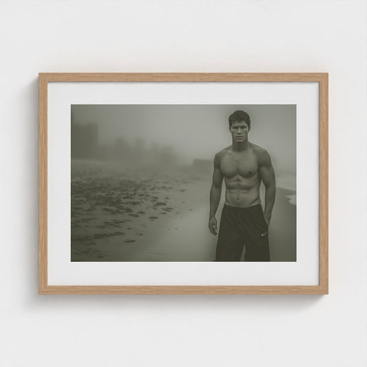 Solitary Shoreline Portrait in Soft Monochrome Tones