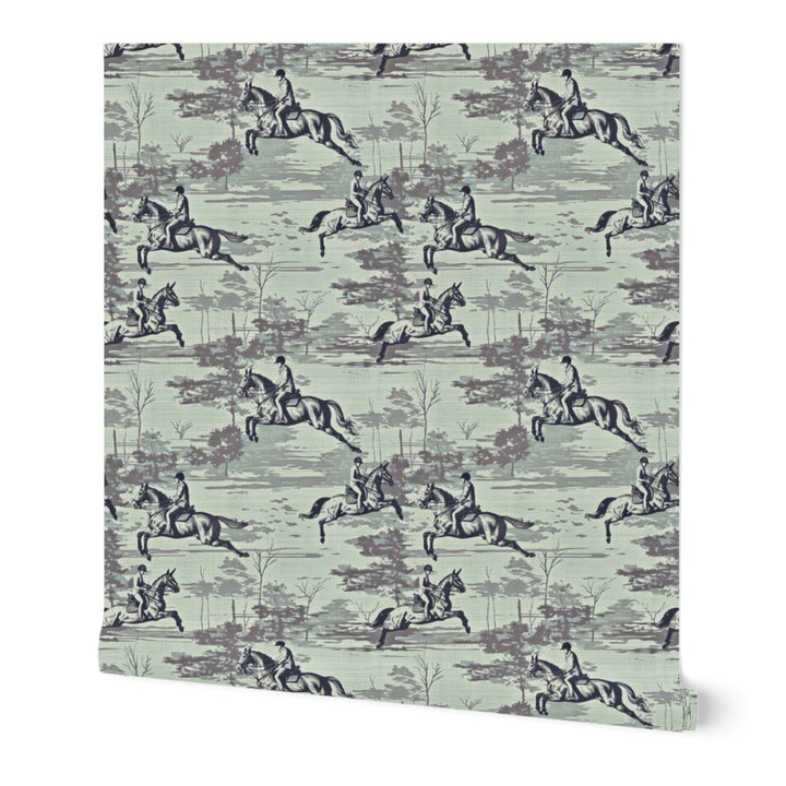 Equestrian Toile - Blue and Purple — 01 Hero Roll