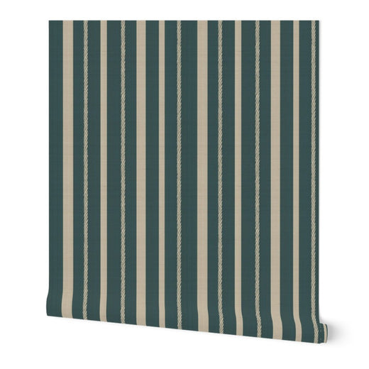 Product shot of Nautical Stripes Teal Wallpaper | Provenance & Patina