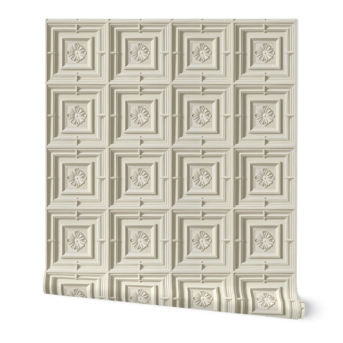 Classical Coffered Ceiling Medallions - Ivory — 01 Hero Roll