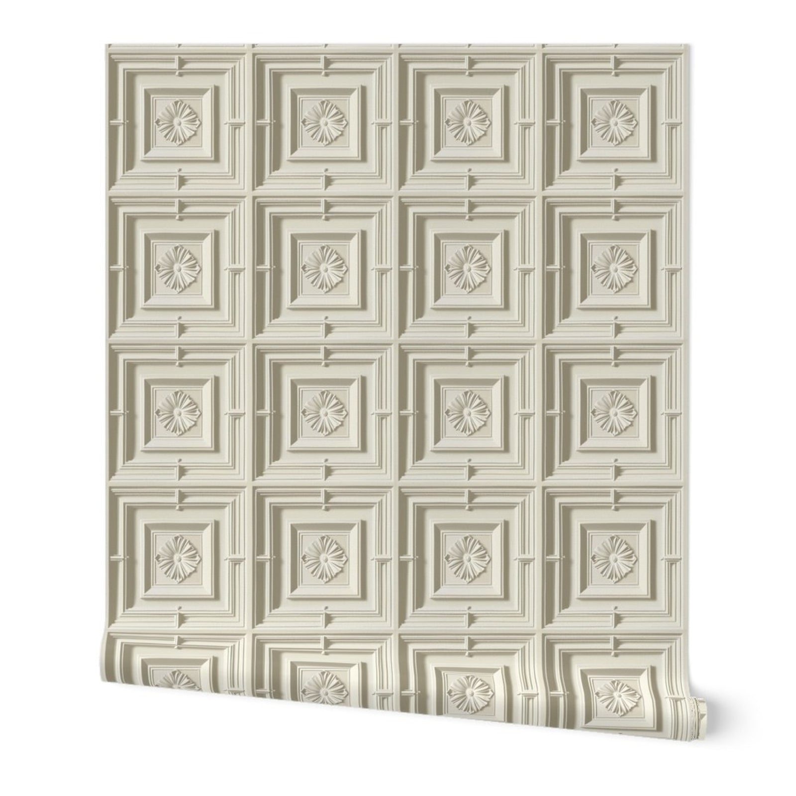 Classical Coffered Ceiling Medallions - Ivory — 01 Hero Roll