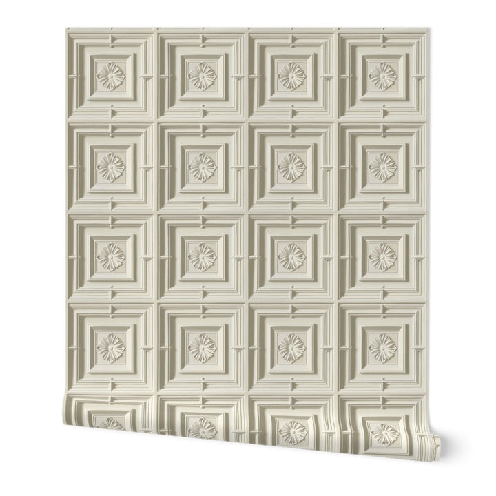Classical Coffered Ceiling Medallions - Ivory — 01 Hero Roll