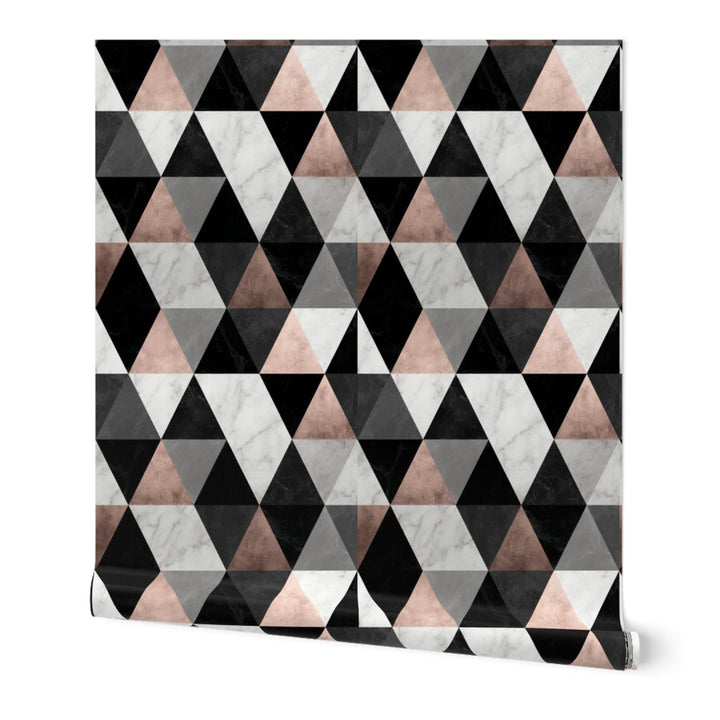 Triangle Marble Mosaic Tiles - Rose Noir — 01 Hero Roll