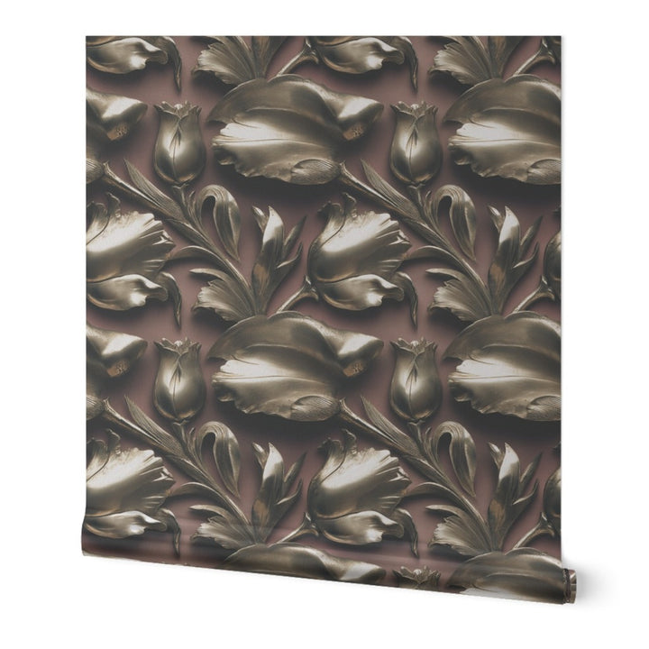 Silver Tulips Dark Copper — Hero Roll